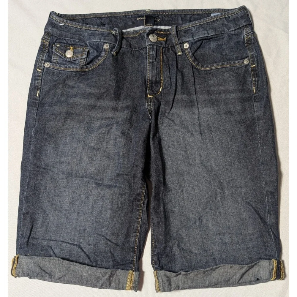 BANANA REPUBLIC‎ Women 28/6 Dark Wash Stretch Denim Bermuda Shorts